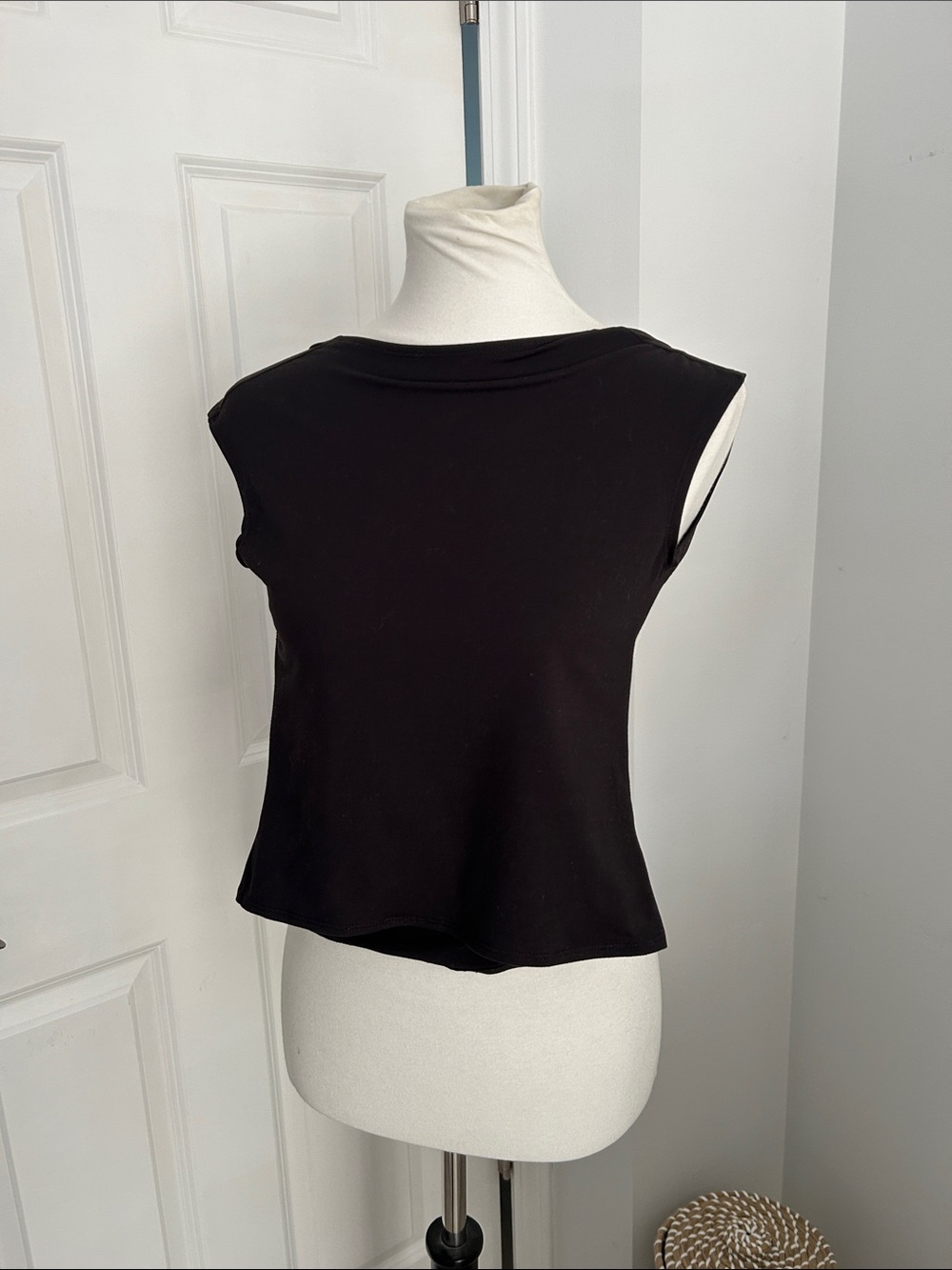 Cutest Fitted Black Sleeveless with Open Back Crop Top